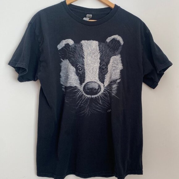 Vintage Badger Wildlife Animal T-Shirt Size L - Picture 1 of 6